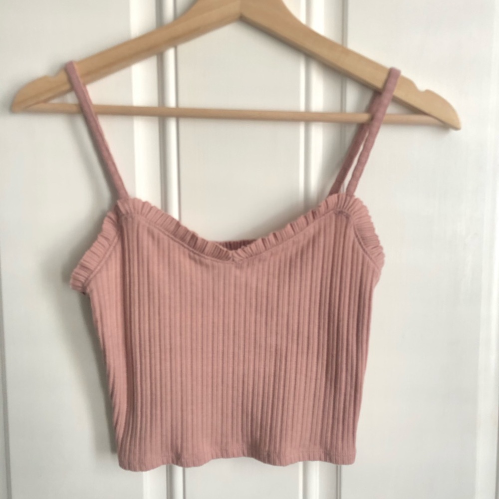 Blush Pink Ruffled Cropped Tank 4